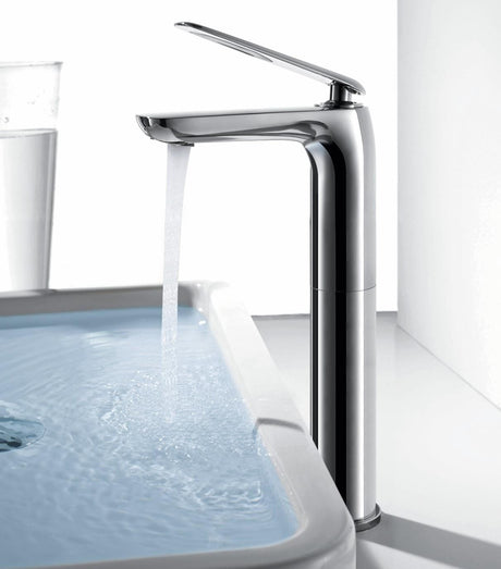 Flova Mono Basin Tap Flova Allore Tall Mono Basin Mixer Tap with Clicker Waste in Diamond Chrome