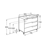 Roca Floor Standing Vanity Unit Roca Aleyda 800mm Floor Standing Three Drawer Vanity Unit with Basin