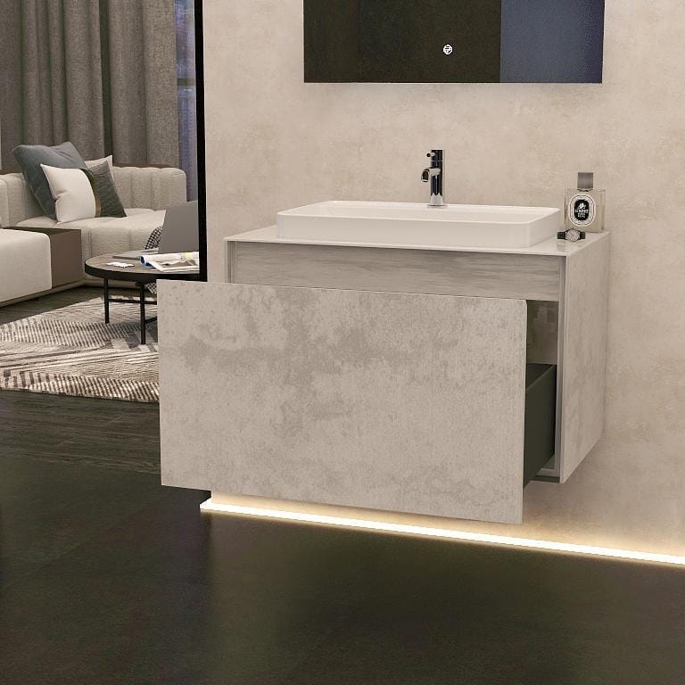 Imex Wall Mounted Vanity Unit Imex Arco Wall Hung 800mm Single Drawer Vanity Unit with Worktop and Inset Basin