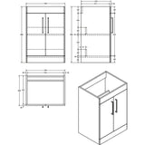 Imex Floor Standing Vanity Unit Imex Croma Floor Standing Double Door 500mm Vanity Unit with 1 Tap Hole Basin