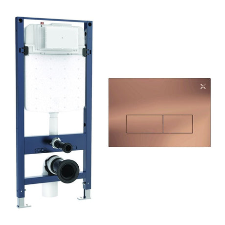 Crosswater Wall Hung WC Frame MPRO Steel Plate in Brushed Bronze Crosswater 1.12m Slim Depth Dual Flush WC Support Frame Set with Flush Plate