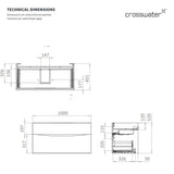 Crosswater Wall Mounted Vanity Unit Crosswater Glide II Wall Mounted Two Drawer Vanity Unit with Worktop