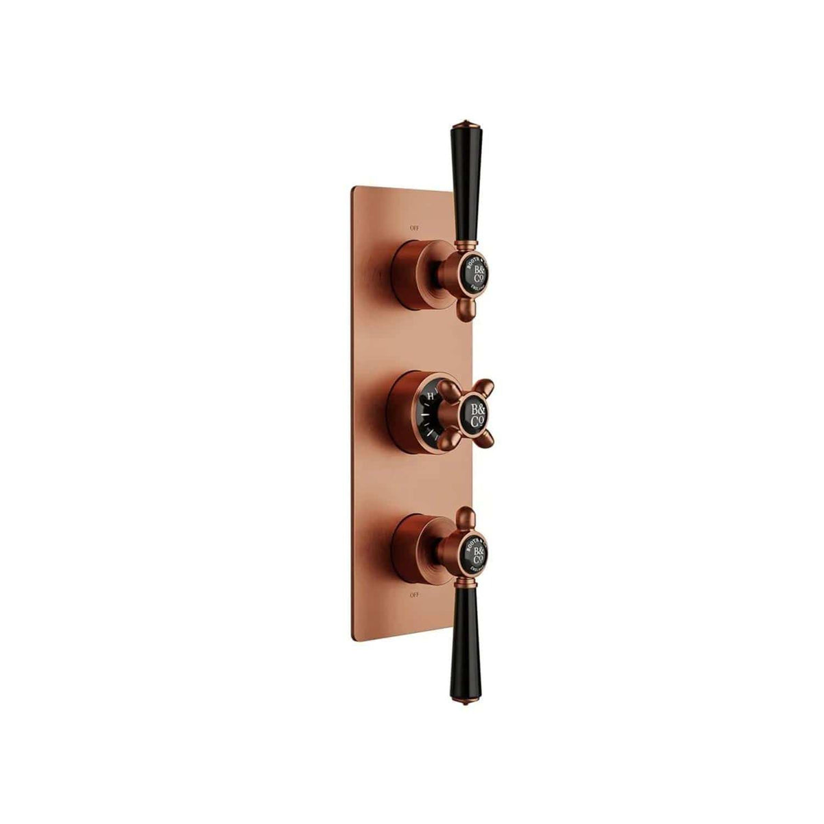 Vado Concealed Shower Valve Brushed Bronze/Black Booths & Co. Axbridge 2 Outlet, 3 Handle Concealed Thermostatic Shower Valve