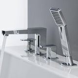 Flova 4 Tap Hole Bath Set Flova Dekka 4 Hole Bath and Shower Mixer with Shower Set in Diamond Chrome