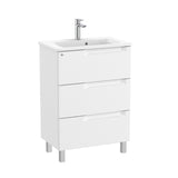 Roca Aleyda Compact 600mm Floor Standing Three Drawer Vanity Unit with Basin
