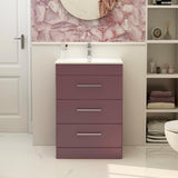 Imex Floor Standing Vanity Unit Plum / White Imex Croma Floor Standing Three Drawer 600mm Vanity Unit with 1 Tap Hole Basin