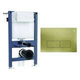 Crosswater Wall Hung WC Frame MPRO Steel Plate in Brushed Brass Crosswater 0.82m Dual Flush WC Support Frame Set with Flush Plate