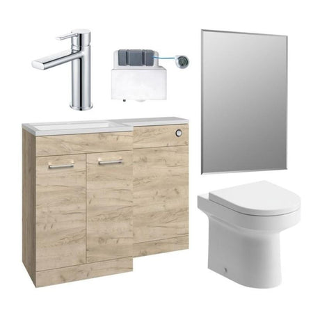 Aquarius Vanity Unit Suite Oak / Left Hand Aquarius Urbano Premium 1000mm Vanity Unit  Suite (with Back to Wall Toilet)