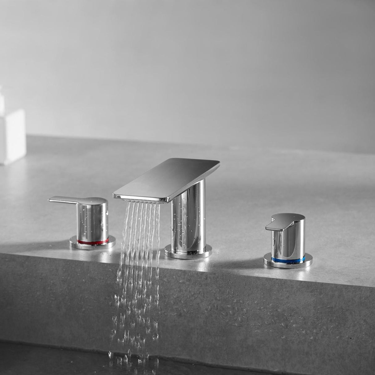 Flova 3 Tap Hole Basin Set Flova Spring 3 Hole Basin Mixer Tap with Clicker Waste in Diamond Chrome