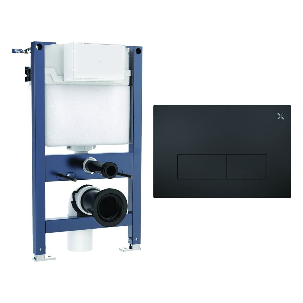 Crosswater Wall Hung WC Frame MPRO Steel Plate in Matt Black Crosswater 0.82m Dual Flush WC Support Frame Set with Flush Plate