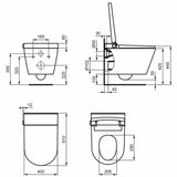 Ideal Standard Smart Toilet Ideal Standard i.life E Wall Hung Electronic Smart Toilet and Soft Close Seat
