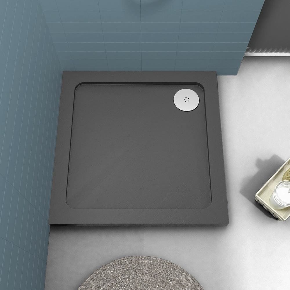 Aquarius Square Shower Tray Aquarius Urbano Square 45mm Stone Resin Shower Tray in Slate Grey