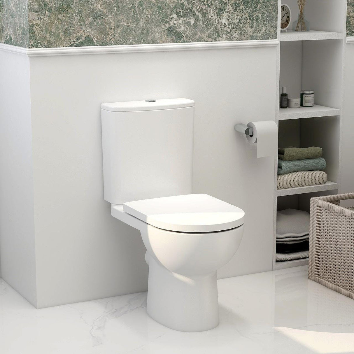 IMEX Close Coupled Toilet IMEX Ivan Rimless Open Back Close Coupled Toilet with Soft Close Seat