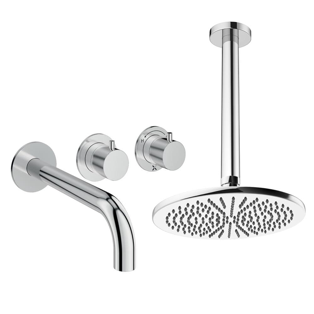 UK Bathroom Store Concealed Shower Set Crosswater Module Shower Set 3 with Fixed Overhead Shower and Bath Spout