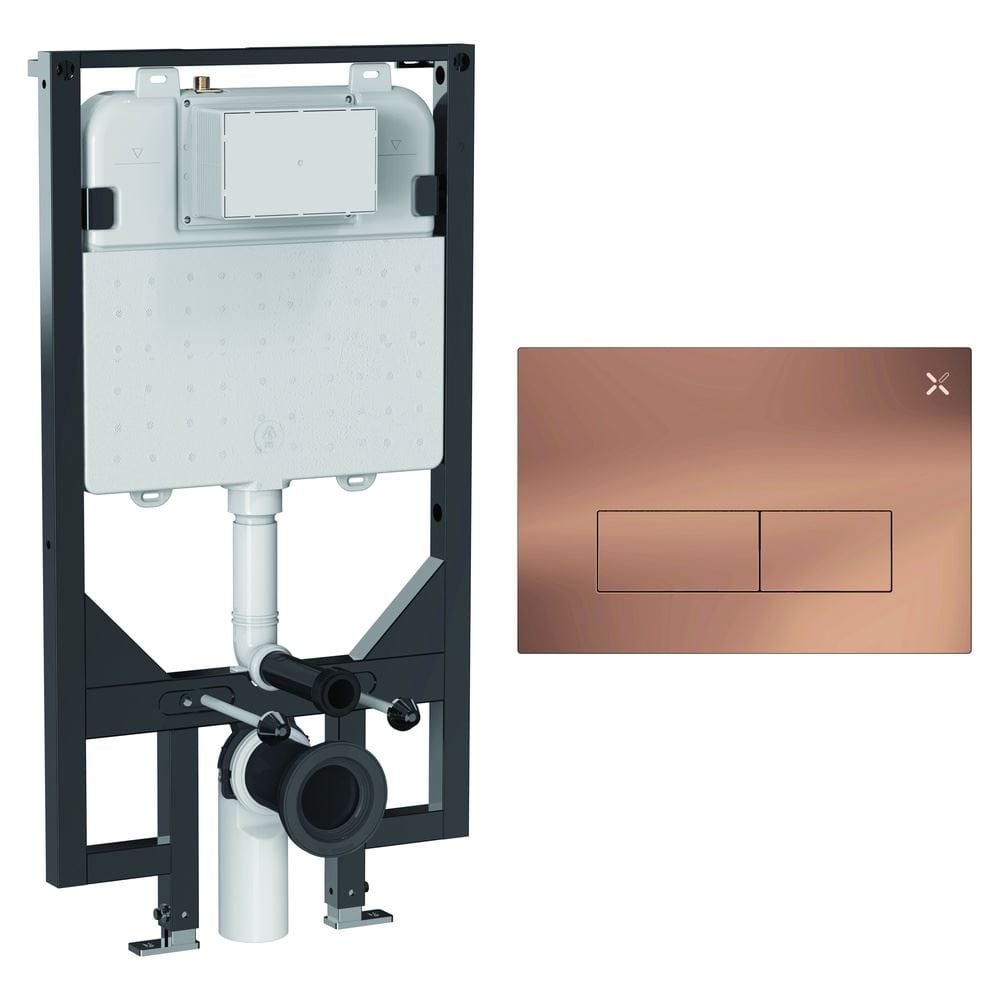 Crosswater Wall Hung WC Frame MPRO Steel Plate in Brushed Bronze Crosswater 1.14m Ultra Slim Depth Dual Flush WC Support Frame Set with Flush Plate
