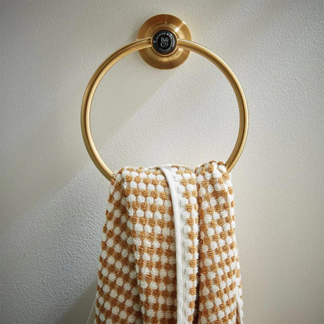 Vado Towel Rails and Rings Brushed Brass/Black Booth & Co. Axbridge Towel Ring