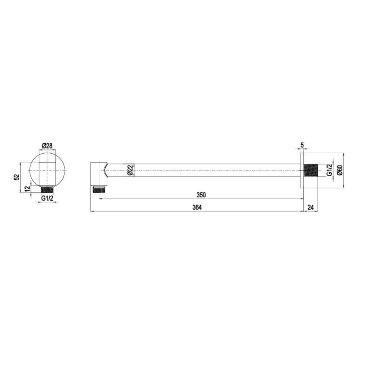 Crosswater Fixed Shower Arm Crosswater 3ONE6 Ceiling Shower Arm
