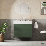 Crosswater Wall Mounted Vanity Unit Sage Green / 3 Hole Crosswater Avenue 800mm Two Drawer Wall Mounted Vanity Unit with Basin