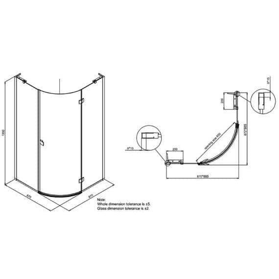Crosswater Quadrant Shower Enclosure Crosswater Design 8 900 x 900mm Quadrant Shower Enclosure with Hinged Single Door in Silver