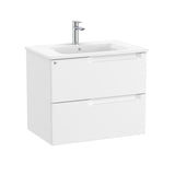 Roca Wall Mounted Vanity Unit Matt White Roca Aleyda 700mm Wall Mounted Two Drawer Vanity Unit with Basin
