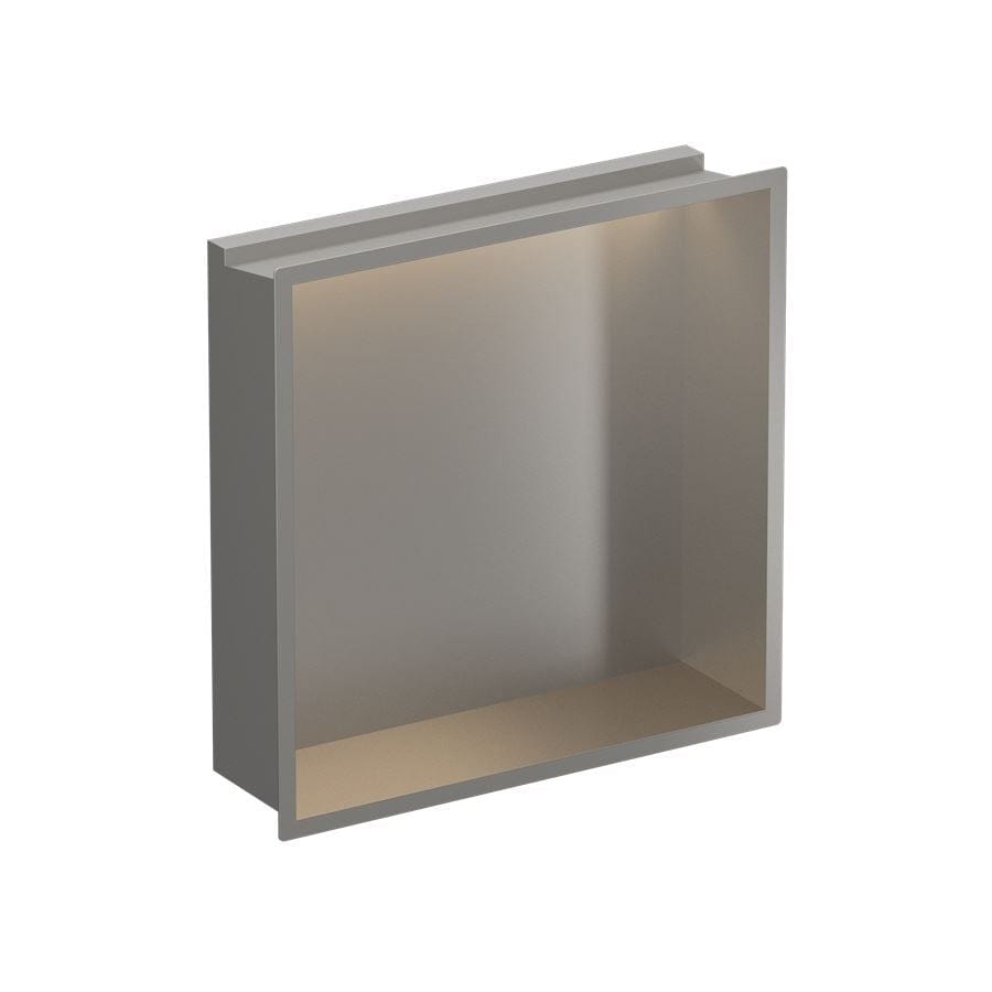 Crosswater Shower Niche Brushed Stainless Steel Crosswater Square Shower Niche with LED - 305 x 305 x 80mm for Stud Walls
