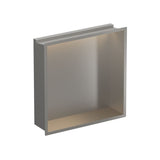 Crosswater Shower Niche Brushed Stainless Steel Crosswater Square Shower Niche with LED - 305 x 305 x 80mm for Stud Walls