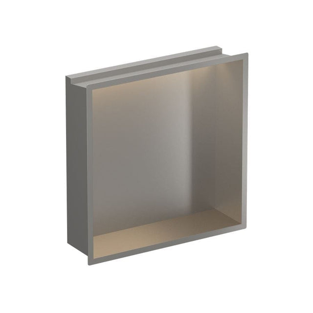 Crosswater Shower Niche Brushed Stainless Steel Crosswater Square Shower Niche with LED - 305 x 305 x 80mm for Stud Walls