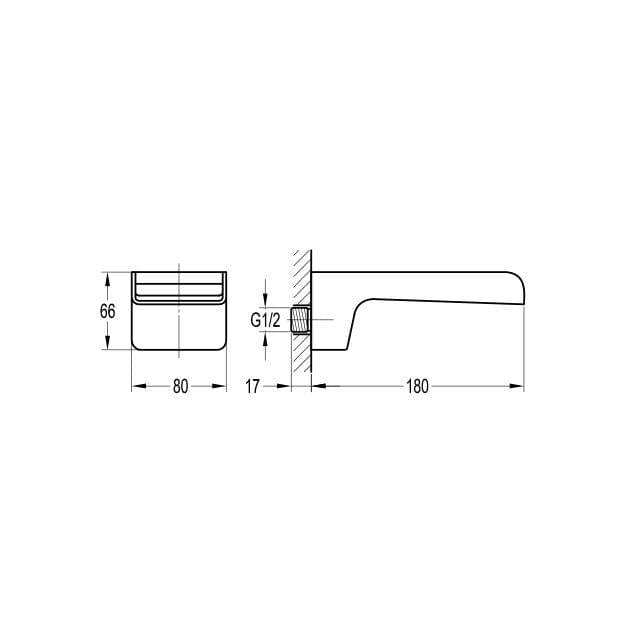 Flova Bath Spout Flova Cascade Wall Mounted Bath Spout in Diamond Chrome