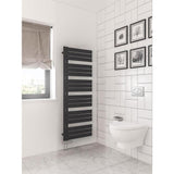 Eastbrook Designer Towel Rail 1640 x 600 / Dual Fuel Eastbrook Helmsley Straight Vertical Designer Towel Rail in Matt Black