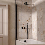 UK Bathroom Store Concealed Shower Set Matt Black / Wall Arm / 200mm Crosswater Module Shower Set 6 - 3 Outlet with Overhead Shower, Handset and Overflow Bath Filler