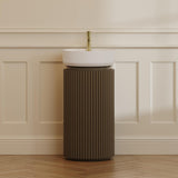 Saneux Oxford 400mm Floor Standing Round Fluted Vanity Unit with Basin