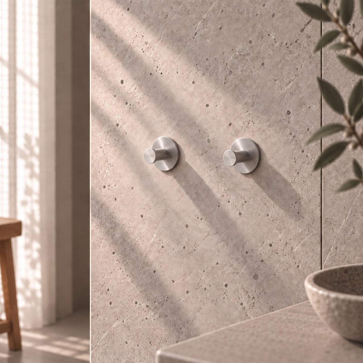 Smedbo Robe Hook Brushed Stainless Steel Smedbo Dot Self-Adhesive Robe Hook (Pair)