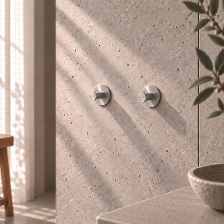 Smedbo Robe Hook Brushed Stainless Steel Smedbo Dot Self-Adhesive Robe Hook (Pair)