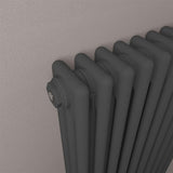 Eastbrook Column Radiator Eastbrook Rivassa Vertical 3 Column Radiator - 600 x 563mm - Matt Anthracite