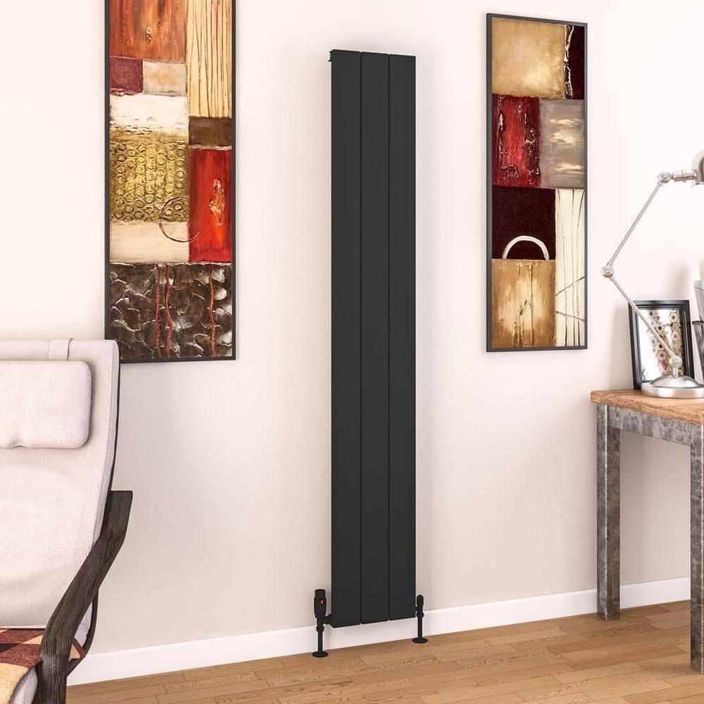 Eastbrook Panel Radiator 1800 x 280 / Electric Only Eastbrook Charlton Vertical Aluminium Designer Radiator in Matt Black
