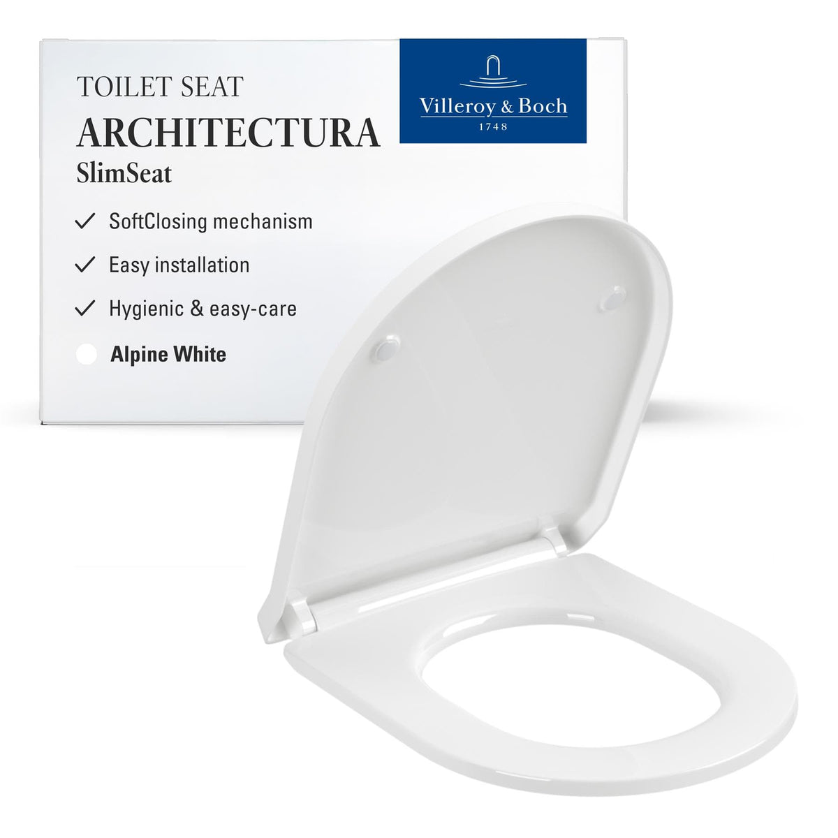 Villeroy & Boch Toilet Seat Villeroy & Boch Architectura Soft Close, Quick Release Toilet Seat  with Kickback in White Alpin
