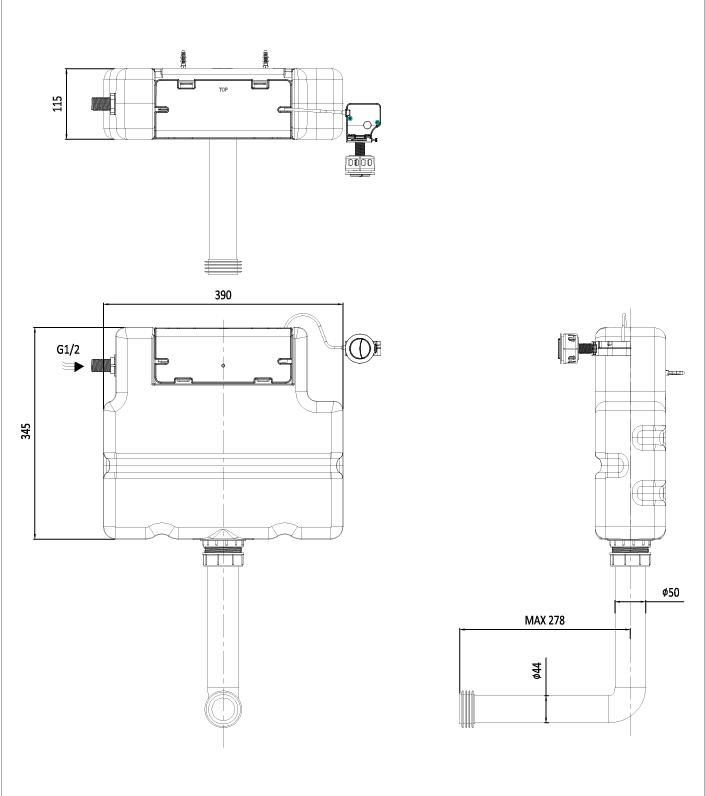 Crosswater Slim Line Furniture Dual Flush Concealed Toilet Cistern