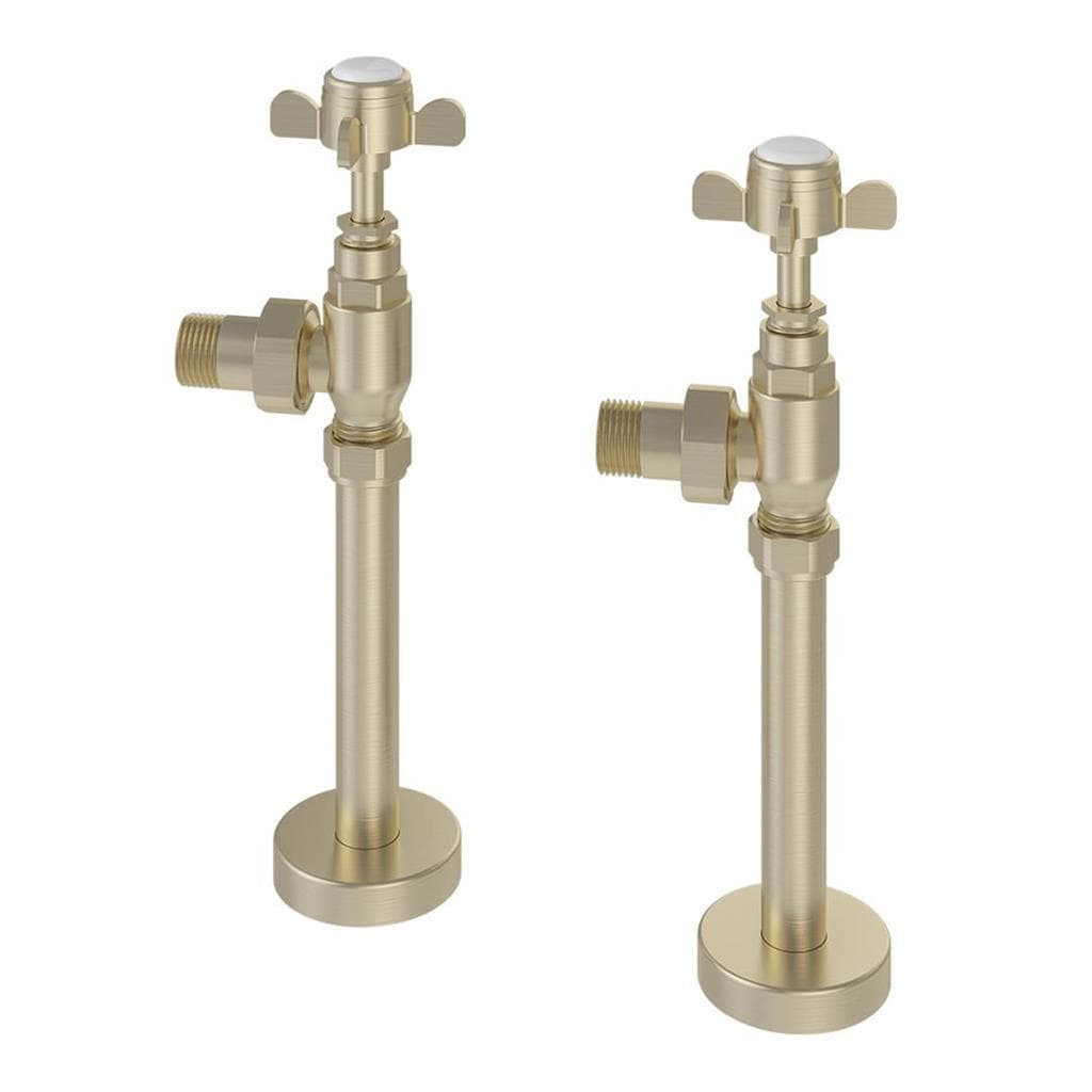 Eastbrook Radiator Valve Brushed Brass Eastbrook Traditional Angled Manual Radiator Valve and Tail (Pair)