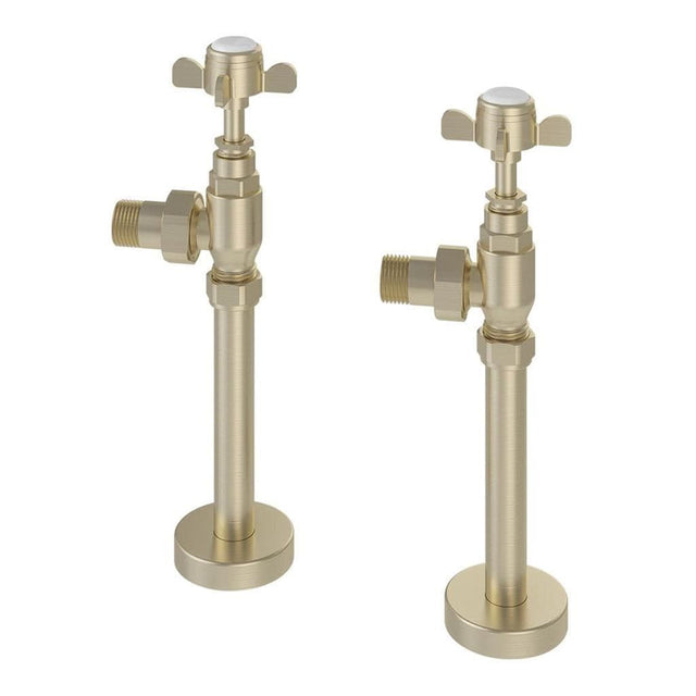 Eastbrook Radiator Valve Brushed Brass Eastbrook Traditional Angled Manual Radiator Valve and Tail (Pair)