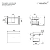 Crosswater Wall Mounted Vanity Unit Crosswater Glide II Wall Mounted Two Drawer Vanity Unit with Worktop