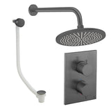 UK Bathroom Store Concealed Shower Set Slate / Wall Arm / 300mm Crosswater Crossbox Shower Set 7 - 2 Outlet with Fixed Overhead Shower and Overflow Bath Filler Waste
