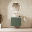 Crosswater Wall Mounted Vanity Unit 600mm / Sage Green / Carrara Marble Effect Crosswater Glide II Wall Mounted Two Drawer Vanity Unit with Worktop