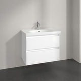 Villeroy & Boch Wall Mounted Vanity Unit Brilliant White Villeroy & Boch Skyla Wall Mounted 800mm Two Drawer Vanity Unit with Basin