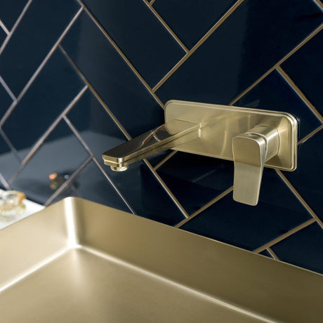 JTP Wall Mounted Basin Tap Brushed Brass JTP HIX Single Lever Wall Mounted Basin Mixer Tap