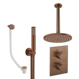 UK Bathroom Store Concealed Shower Set Brushed Bronze / Ceiling Arm / 200mm Crosswater Crossbox Shower Set 9 - 3 Outlet with Fixed Overhead Shower,Pencil Handset and Overflow Bath Filler Waste