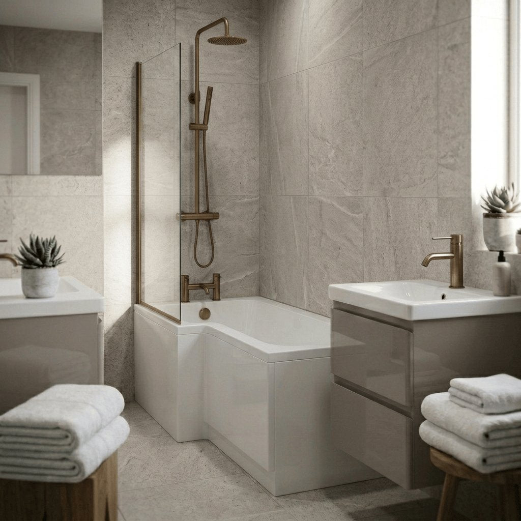 Aquarius Bathrooms Exposed Shower Set Aquarius RF-Series Complete Shower Brassware Pack with Basin Mixer, Bath Mixer & Exposed Shower
