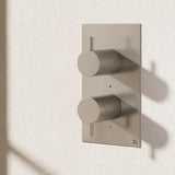 Crosswater Concealed Shower Valve Brushed Nickel Crosswater MPRO 2 Outlet, 2 Handle Portrait Concealed Thermostatic Shower Valve (Bath/Handset)