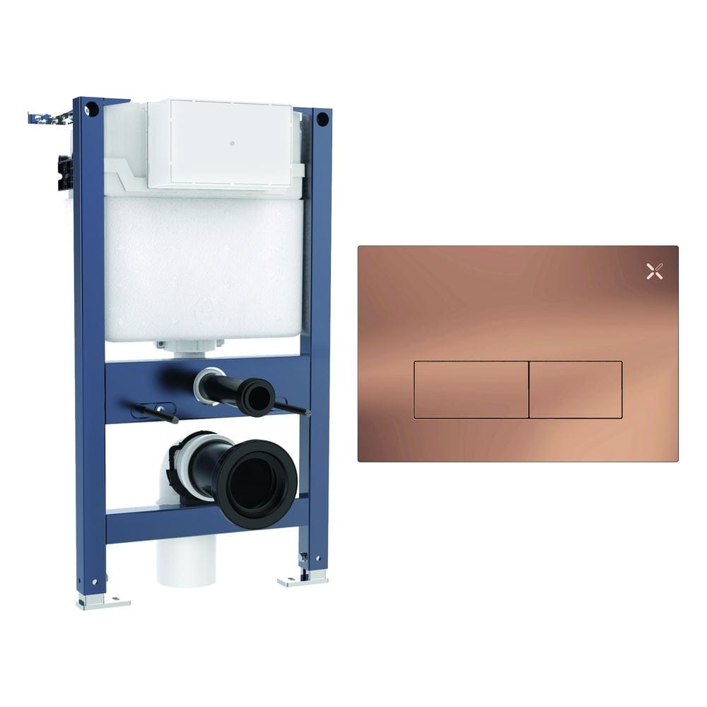 Crosswater Wall Hung WC Frame MPRO Steel Plate in Brushed Bronze Crosswater 0.82m Dual Flush WC Support Frame Set with Flush Plate