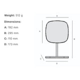 Smedbo Beslagsboden Glow Freestanding Square Magnifing Mirror with Tray