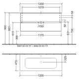 Villeroy & Boch Wall Mounted Vanity Unit Villeroy & Boch Arto Wall Mounted 1200mm Two Drawer Vanity Unit with Basin